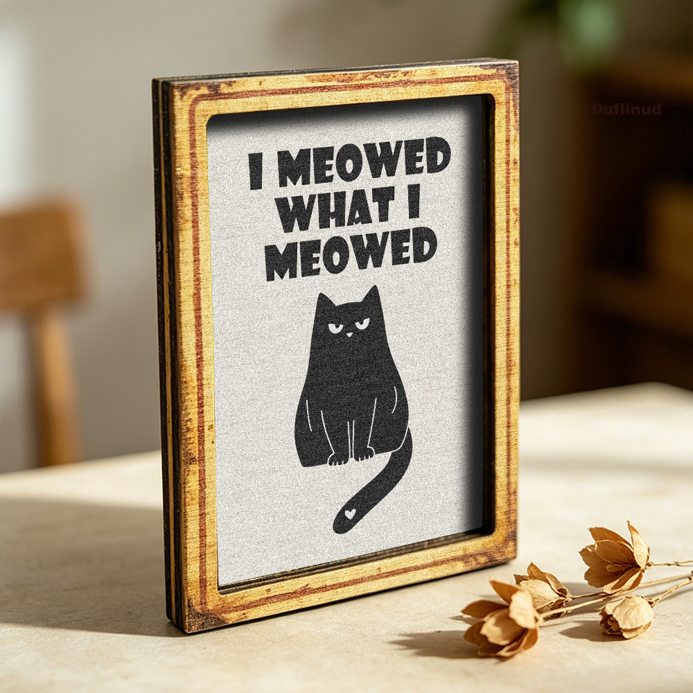 TEMU Fun Black Cat Pattern Fridge Magnet, Wooden Mini Decorative Plaque, Easy Illustration , Suitable For Kitchen Refrigerator Door Decoration, , For