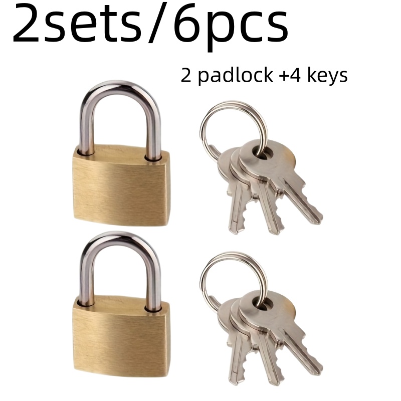 TEMU 2 Sets/6pcs Mini Universal Padlocks (2 Padlocks+4 Keys) Anti Rust And Anti-theft Dormitory Cabinet Door Locks, Small Spring Locks, Household