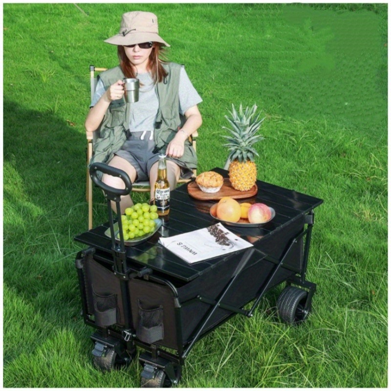 TEMU Portable Outdoor Camping Trolley With Foldable Metal Handlebar For Lightweight Camping Upgrade Version