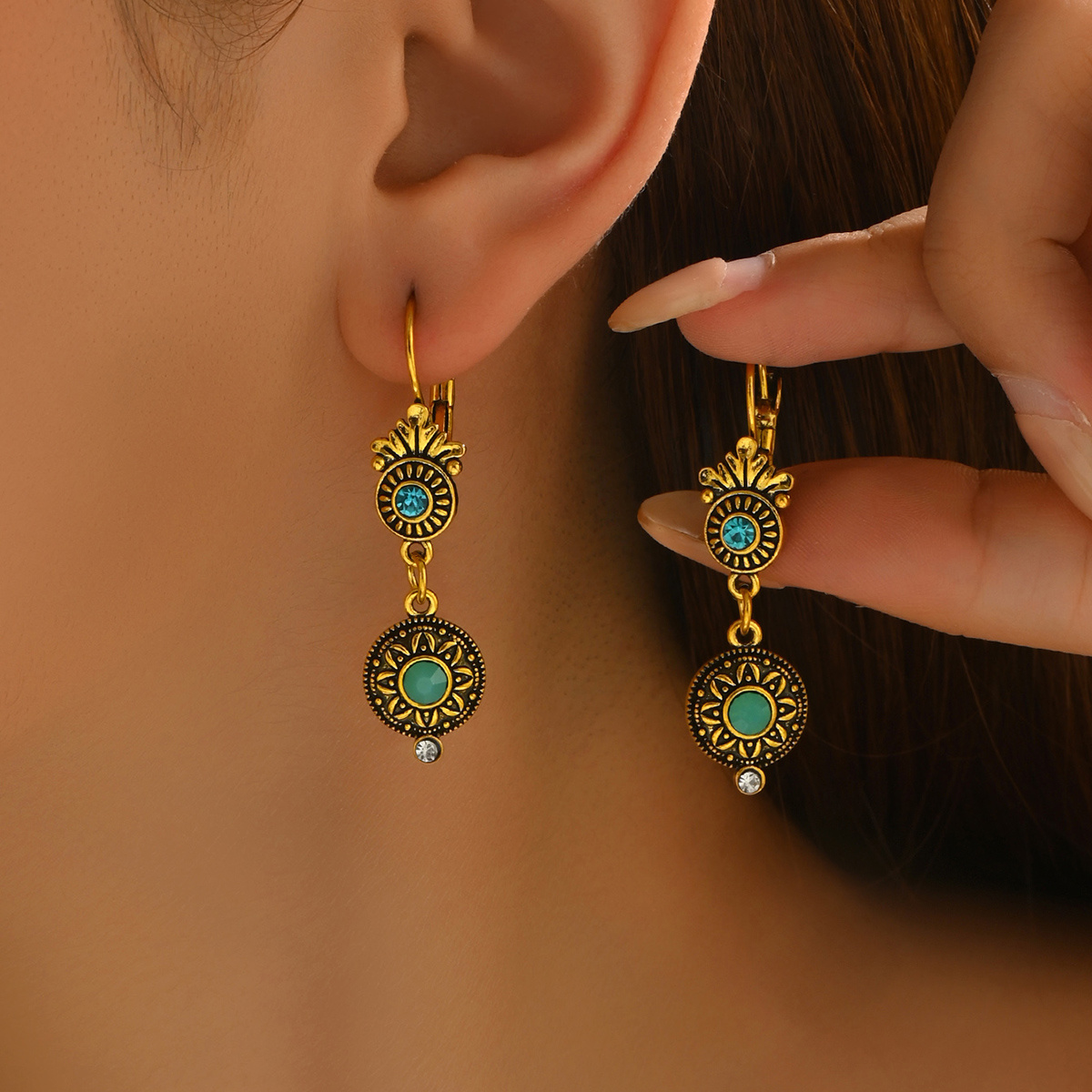 TEMU 1 Pair Of Fashionable Creative Vintage Niche Design Bohemian Style Women's Jewelry Accessories Gift Earrings For Daily And Holiday Wear