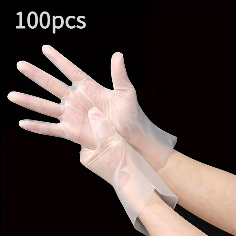 100pcs Advanced Tpe Disposable Gloves - Powder-free, Transparent, Thick And Elastic, Waterproof And Oil Proof, Ideal For Hairdressing, Beauty Salons, Kitchen Cleaning, And More