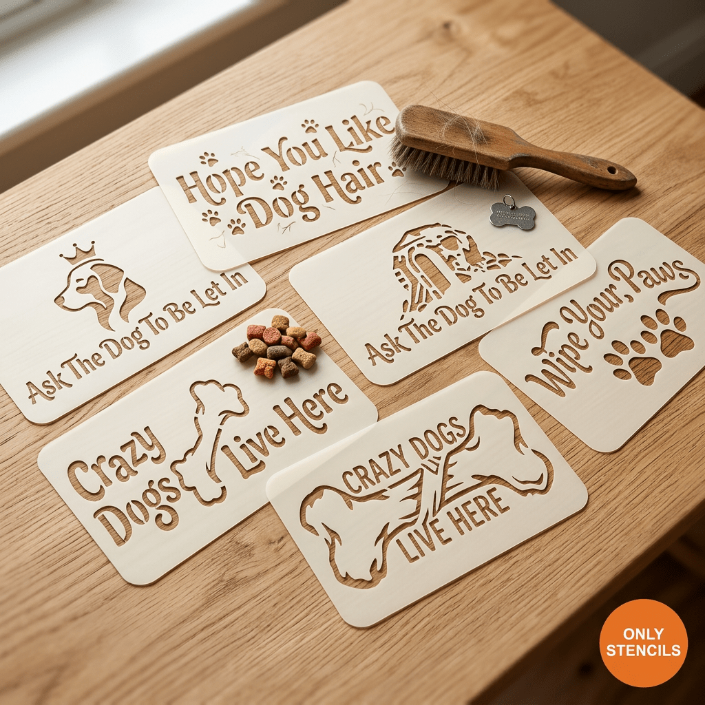 TEMU Pochoirs pour chien, lot de 6 pièces, design original, modèles réutilisables avec citations pour animaux de compagnie : « J'espère que vous les