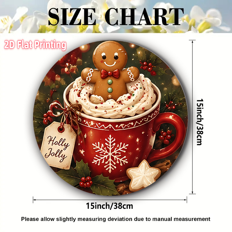 TEMU 2d Flat Printing Polyester Placemats - 4pcs Snow Cup Gingerbread Theme Design Round Placemats 15x15 Inches, Elegant Table Decorations For