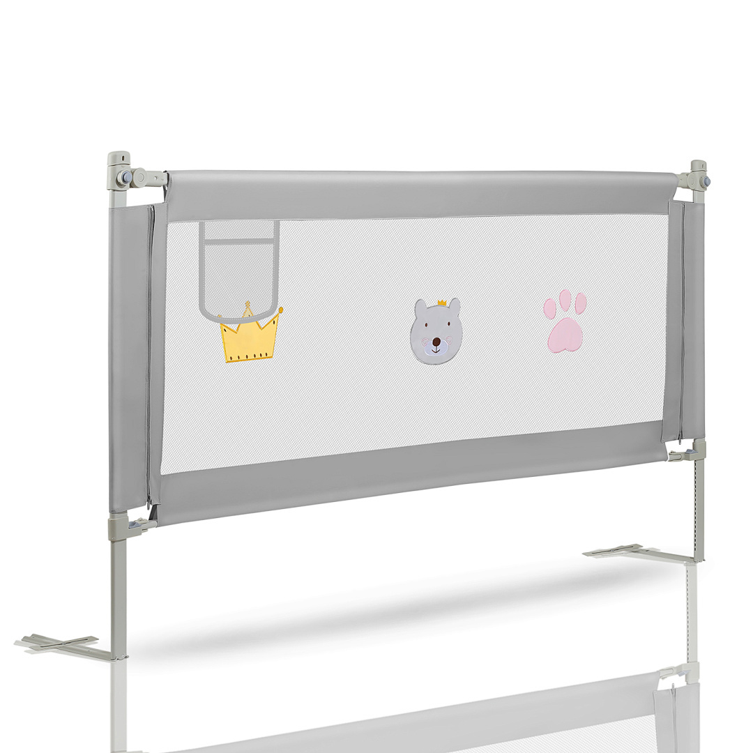150cm/180cm/200cm Bed Railing Fall-out Protection Height-adjustable Extra Tall Rail Bed Fence For Bed Safety Gate Double Bed Grey Sleep Rail