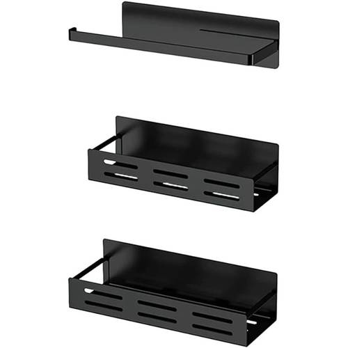 Magnetic Spice Rack Refrigerator, Magnetic Fridge Shelf Kitchen, Spice Organizer, Magnetic Shelf Fridge Black 2 Pack with Magnetic Paper Towel Holder, No Drilling Magnetic Storage Rack