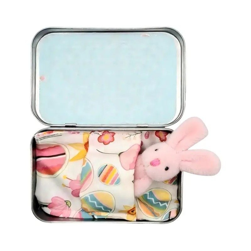 TEMU Deluxe Mini Bunny Adoption Set - Pocket-sized Dollhouse Bunnies With Additions In Decorative Tin Box Suitable For Easter Gifts Collectors And