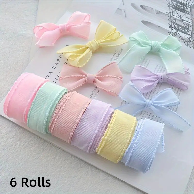 Image of Soft Flower Ribbon - 6 Colors (wide Strip For Diy Hair Accessories, Craft Ribbon Suitable For Hair Clips, Flower Decorations, Soft Texture - & Flexible For Scrapbooking, Gift Wrapping, Decorations