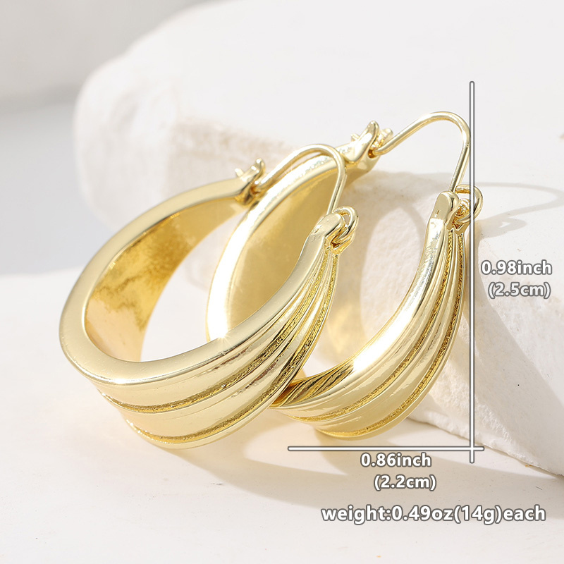 Women's Handmade Copper Retro Striped Circle Pendant Earrings