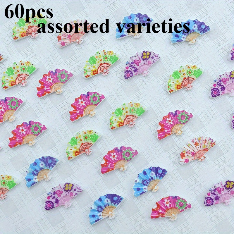 Image of 60pcs Resin Nail Accessories, (random Color) Small Flower Fans, Nail Accessories For Wearing, Simple Nail Accessories
