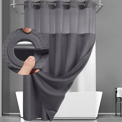 shower curtain with snap liner multicolor waffle theme home decor hotel shower curtain and liner set watercolor see through shower curtain with window double layers high quality washable perfect gift for