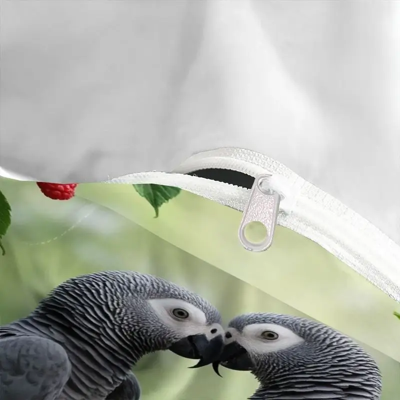 3pcs parrot duvet , bedding, romantic couples print, soft brushed microfiber for bedroom home decor 1 duvet +2 pillowcases, king size duvet , duvet set, bedding s, bedding comforter sets, bedroom decor, cozy bedroom, couple print, , textile, brushed fabric, pillowcase set, comforter set, couples gift, , quality bedding set, set, king size bed Product details 5