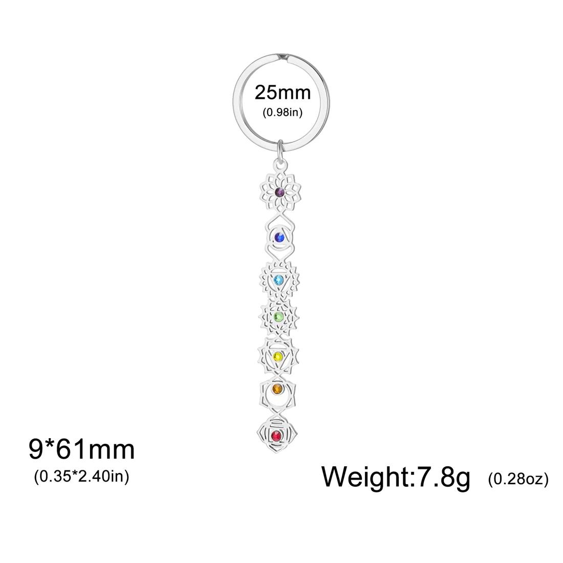 TEMU 1pc Porte-clés Tendance et Facile Chakras Creux Acier Inoxydable Strass Coloré Yoga Porte-clés Yoga Bénédiction Amulette Convient pour