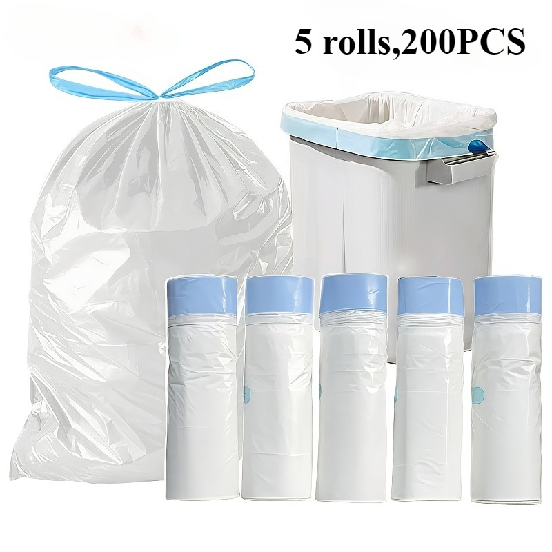 TEMU 5 Rolls/75pcs Thick And Odor-proof Garbage Bags With Drawstring Sealing - Thick, Tear-resistant, (2.64-3.96 Gallons) Garbage Bags Suitable For