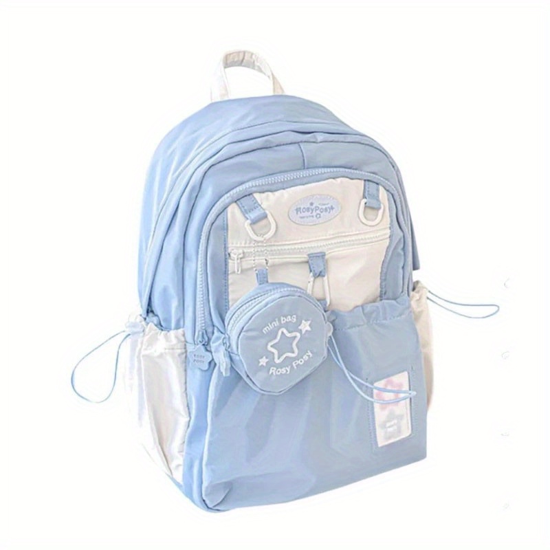 TEMU 1pc Cream Star Drawstring Backpack With Large Capacity, Stylish Handbag For Women, Includes A Coin Purse