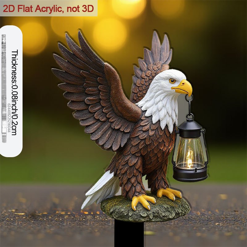 TEMU 2d Flat - 【2d Flat】 2d Flat - [2d Flat] 1pc 2d Flat Acrylic Plant Stake With A Pointed Tip For Soil, Featuring An Eagle Sculpture That Holds A Lantern, Ideal For Decorating Courtyards And Pots