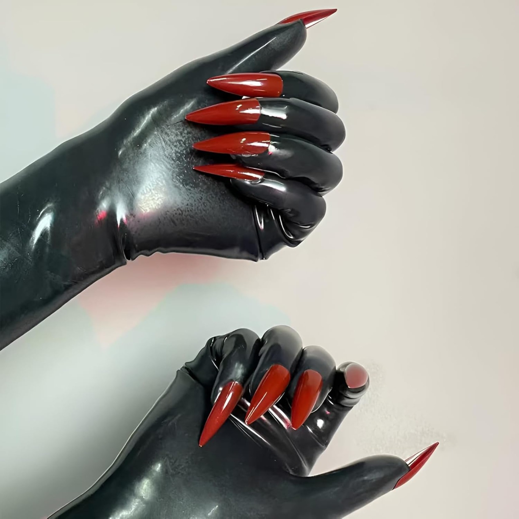 Image of 28cm Latex Gloves 0.4mm Thick 5 Fingers With Nails Unisex Halloween Party Costume Additions