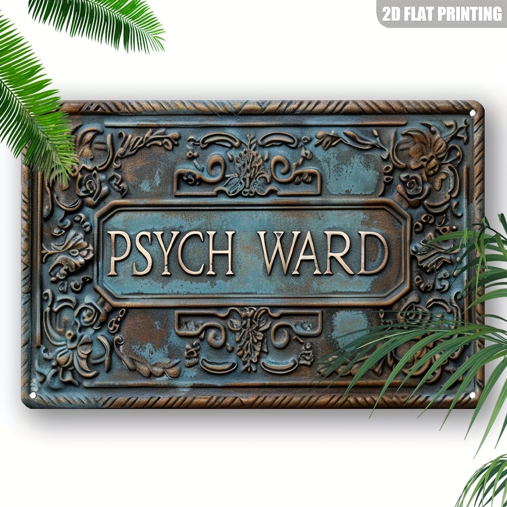 TEMU 2d Flat - Turquoise And Golden 2d Flat Vintage Metal Sign - -themed Hospital Decor With Ornate Frame - Durable Tinplate Construction For Home,
