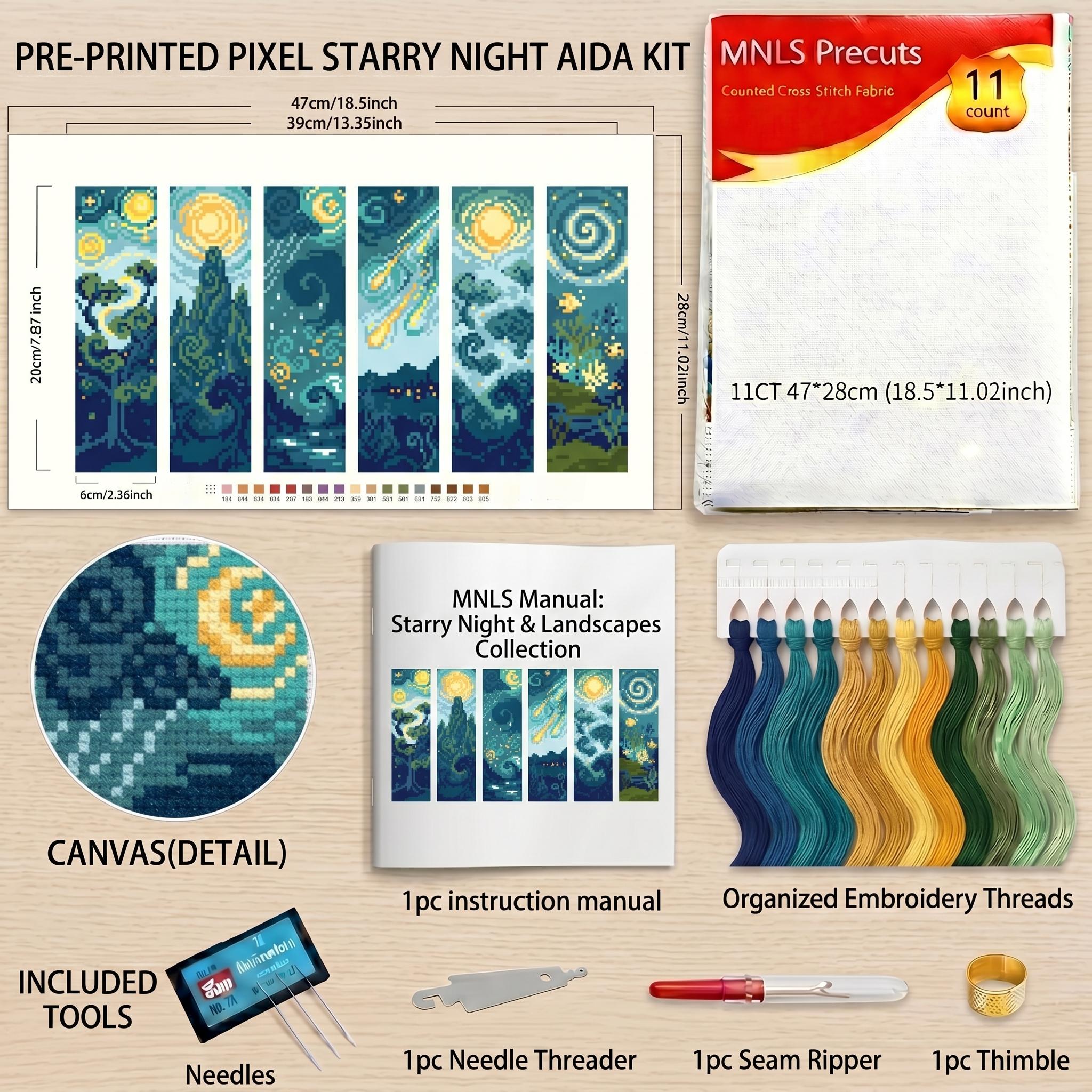 TEMU 6 Styles Of Van Gogh Starry Night Cross- Bookmarks | Handmade Embroidery Bookmarks, Random Tool Colors, Full Tool And Pattern Included, Night