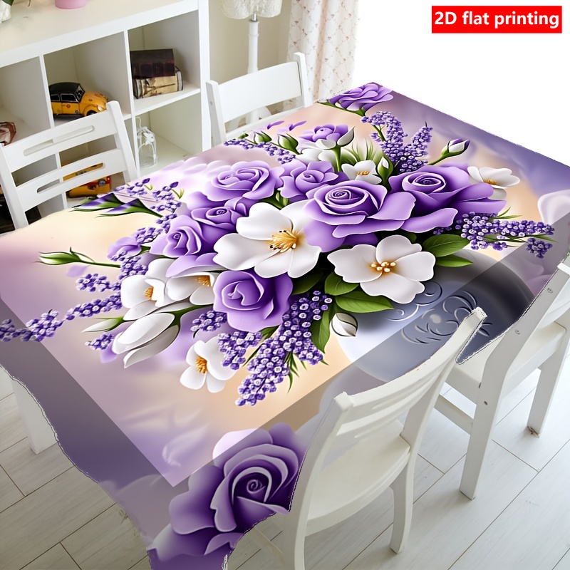 TEMU Tablecloth 2D à impression plate, 1 nappe , nappe durable en polyester, et , rectangulaire, lavable, un cadeau pour et , convient pour la
