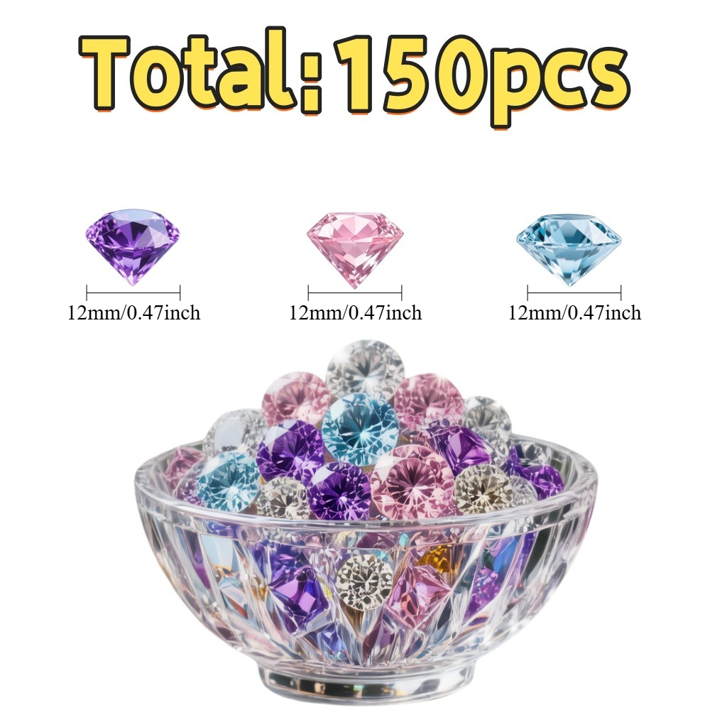 TEMU Large Size 150pcs Pink Purple Blue Mixed Pack, Ideal For Parties And Other Occasions, , Vase Filling Beads, Center Decoration Jar Fillers,