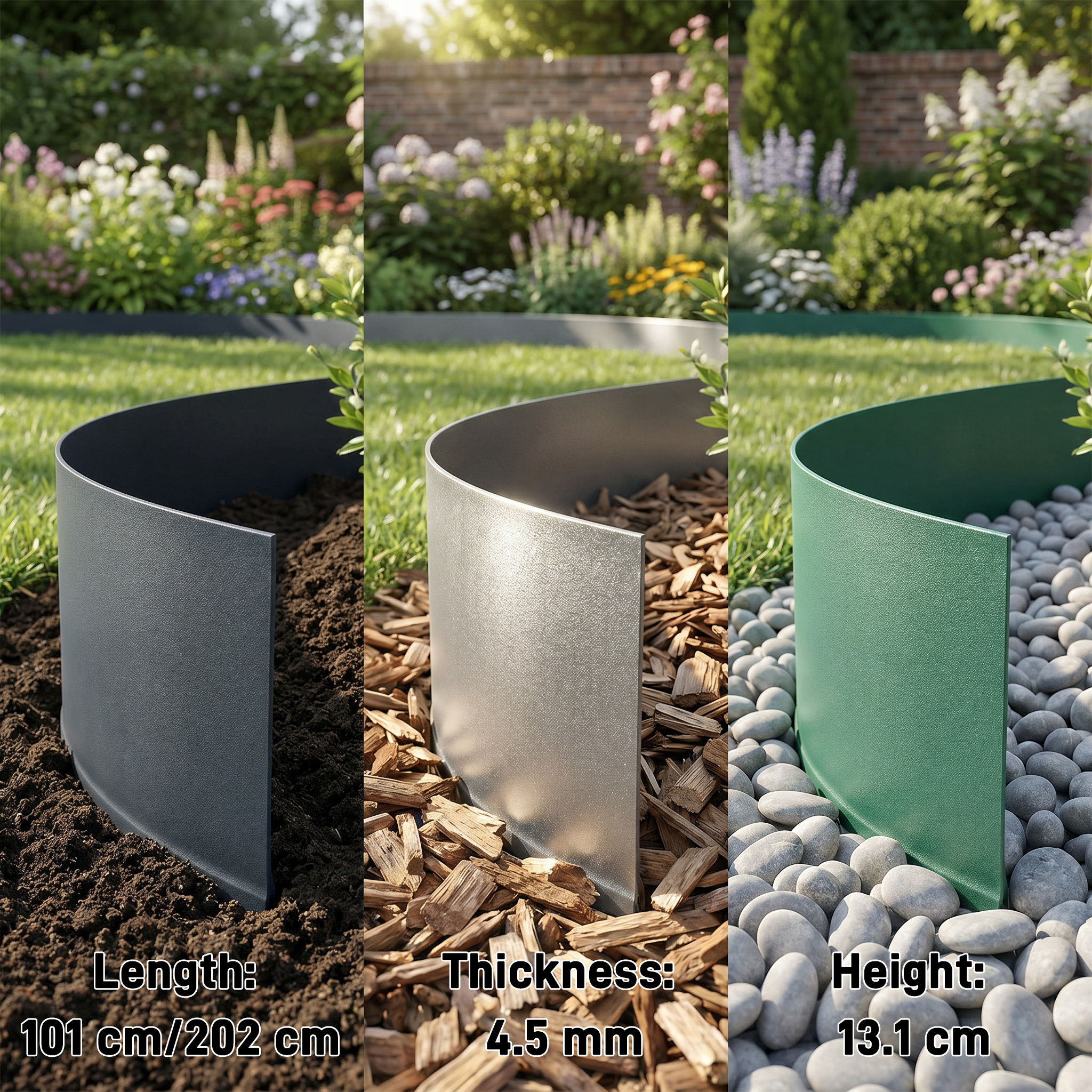 Flexible Garden Edging, Lawn Border, Decorative Flower Bed Edge, Trimming Edge, Garden Bed Surrounding, Plastic Lawn Divider