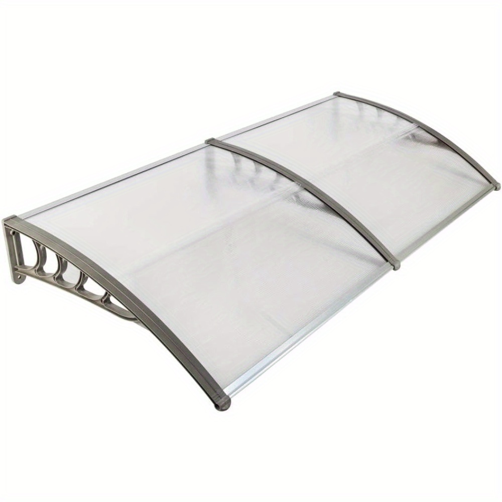 Image of Bonnlo Doorway Awning Outdoor Door Canopy In Polycarbonate And Plastic Roof Protection Against Rain And Sun (transparent, Grey Frame, 80x120x23cm)