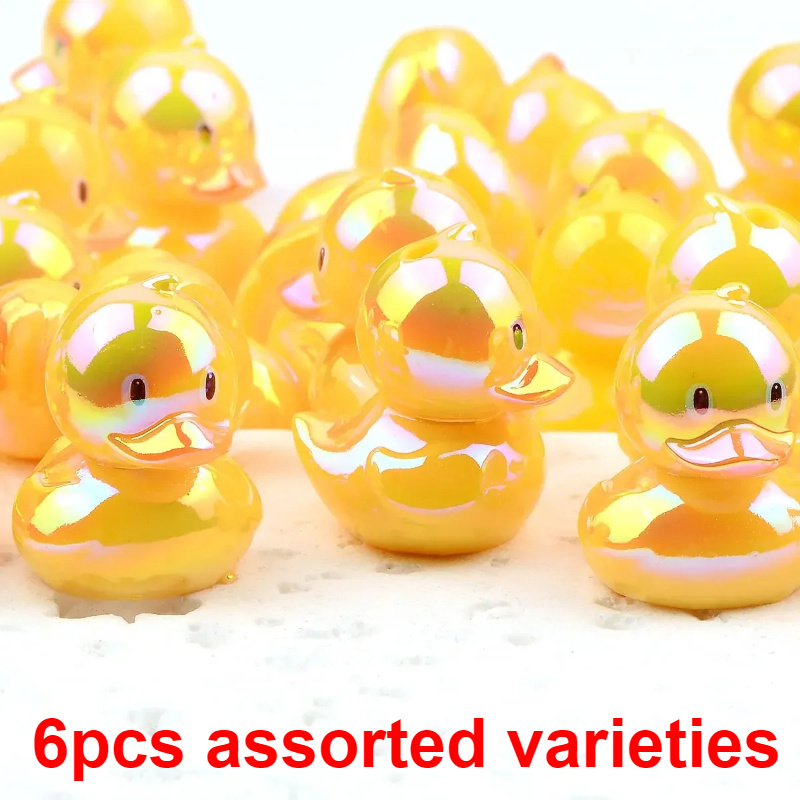 Image of 1.9x2.3cm 6pcs Random Color Duck Animal Shape Acrylic Beads For Jewelry Makeing Diy Pendant Charm Bag Car Ornament Couple Bracelet Mobile Phone Chain Handmade Supplies