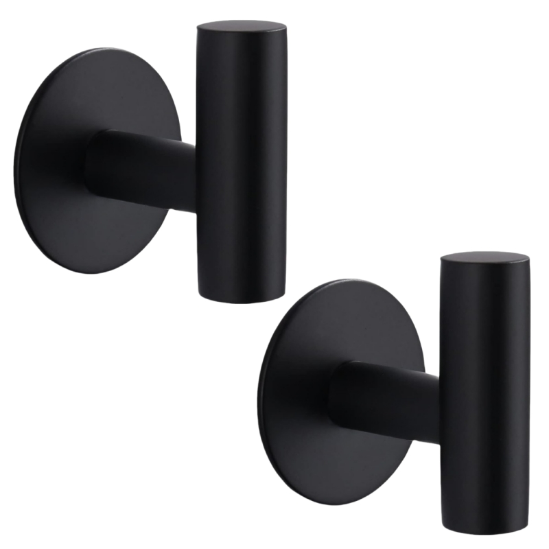TEMU 2pcs Heavy Duty Towel Hooks - Stainless Steel Adhesive Wall Mount - Space-saving , - Bathroom Towel Rack, Closet Organizer, Smooth Metal End,