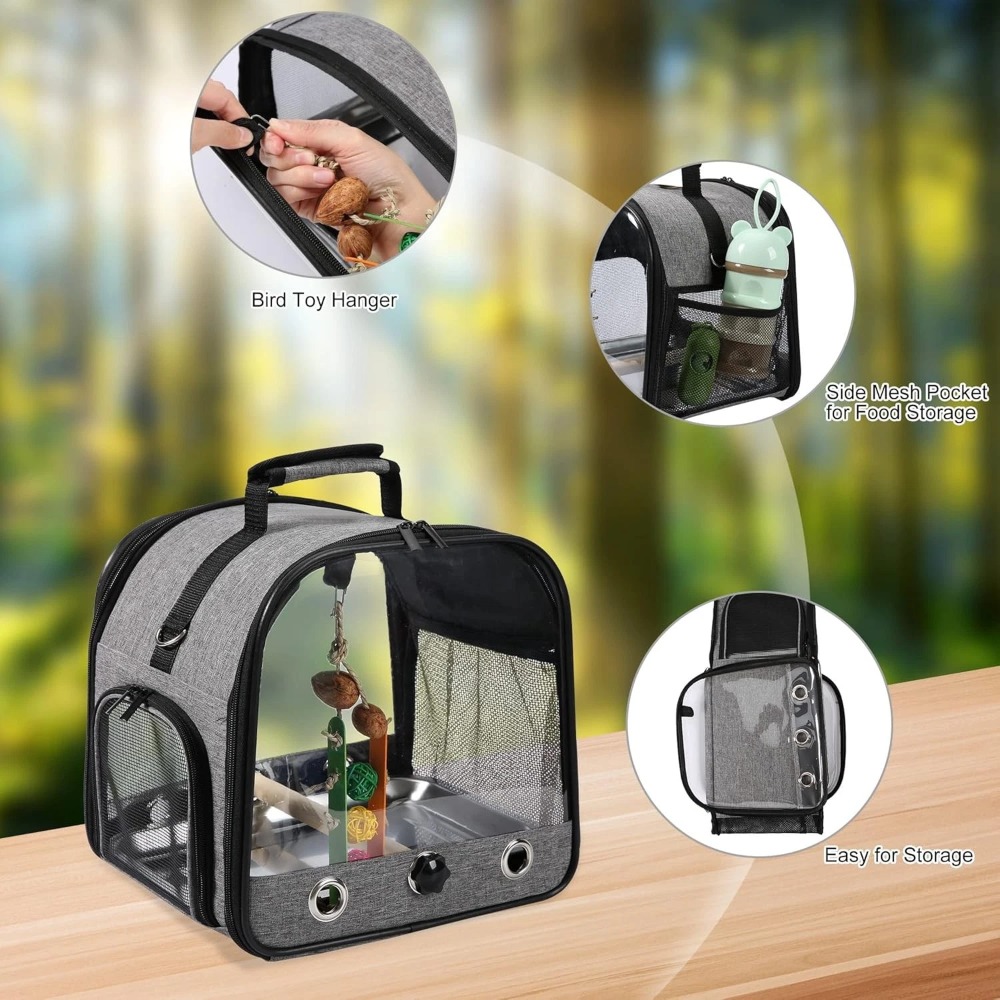 Portable Bird Carrier Cage With Perch, Small , Parrot Travel Cage For Guinea Pigs And Rabbits