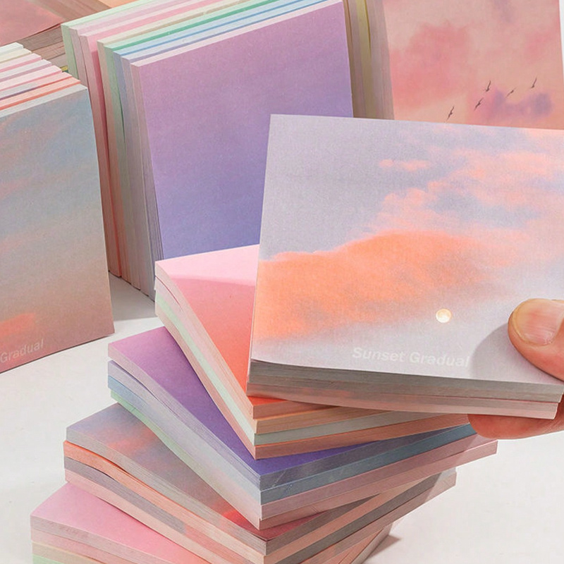 100pcs Of Gradient Color Sticky Notes Random Style, Transitioning From To , Are Suitable For Use In Notebooks And Diaries.