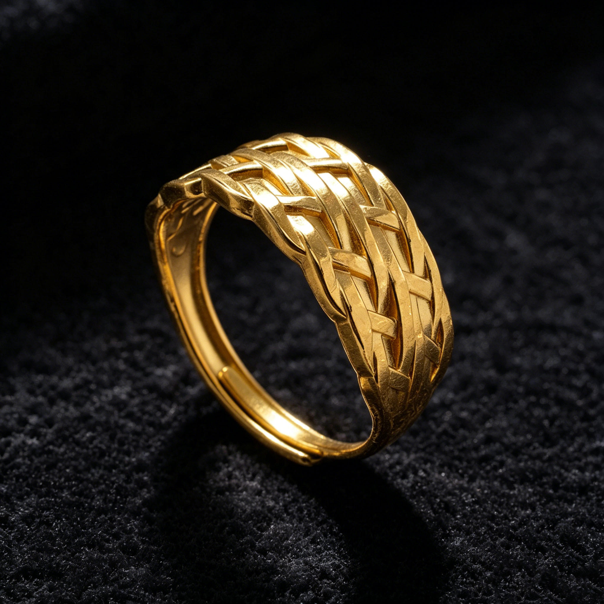 Vintage 3D Woven Texture Hypoallergenic Stackable Ring