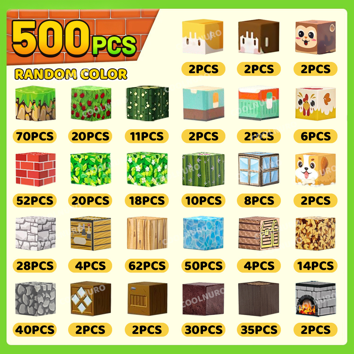 90/300/500pcs Magnetic Building Square Blocks, Open-Ended Creative Toy
