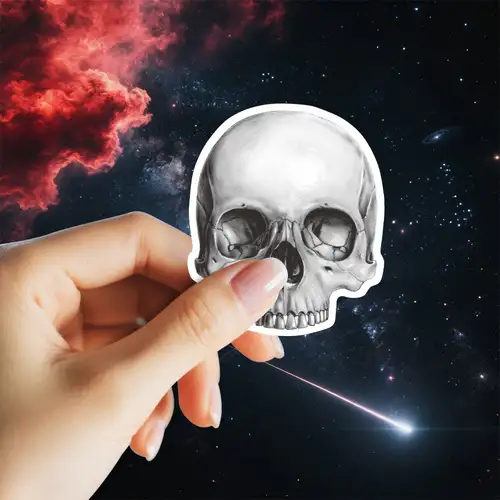 Vinyl Decal Sticker - Skull With Lady - For Car, Motorcycle, Helmet - Biker Style, Made In France