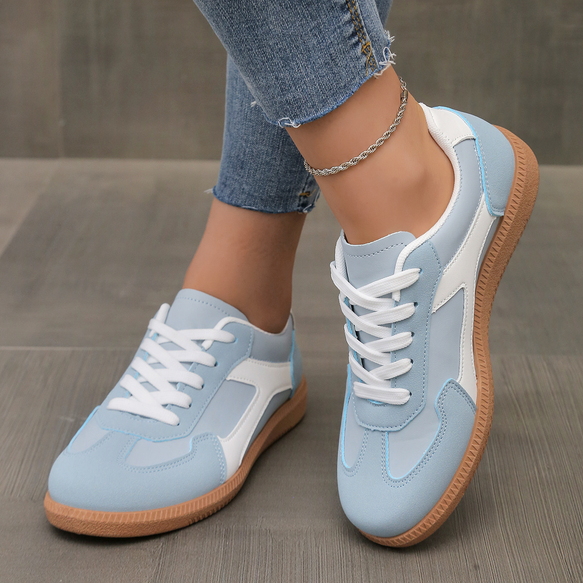 Damen Turnschuhe Elegante Damen Sneaker Elegante Hellblaue Damen