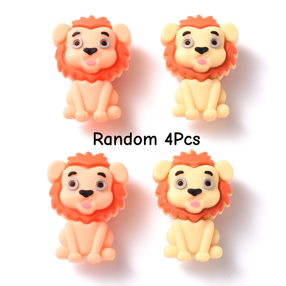 TEMU 4pcs Perles en silicone animaux, Couleurs aléatoires Roi des Lion, Perles de lion, Pour la fabrication de bijoux bracelets, , Stylos à perles,