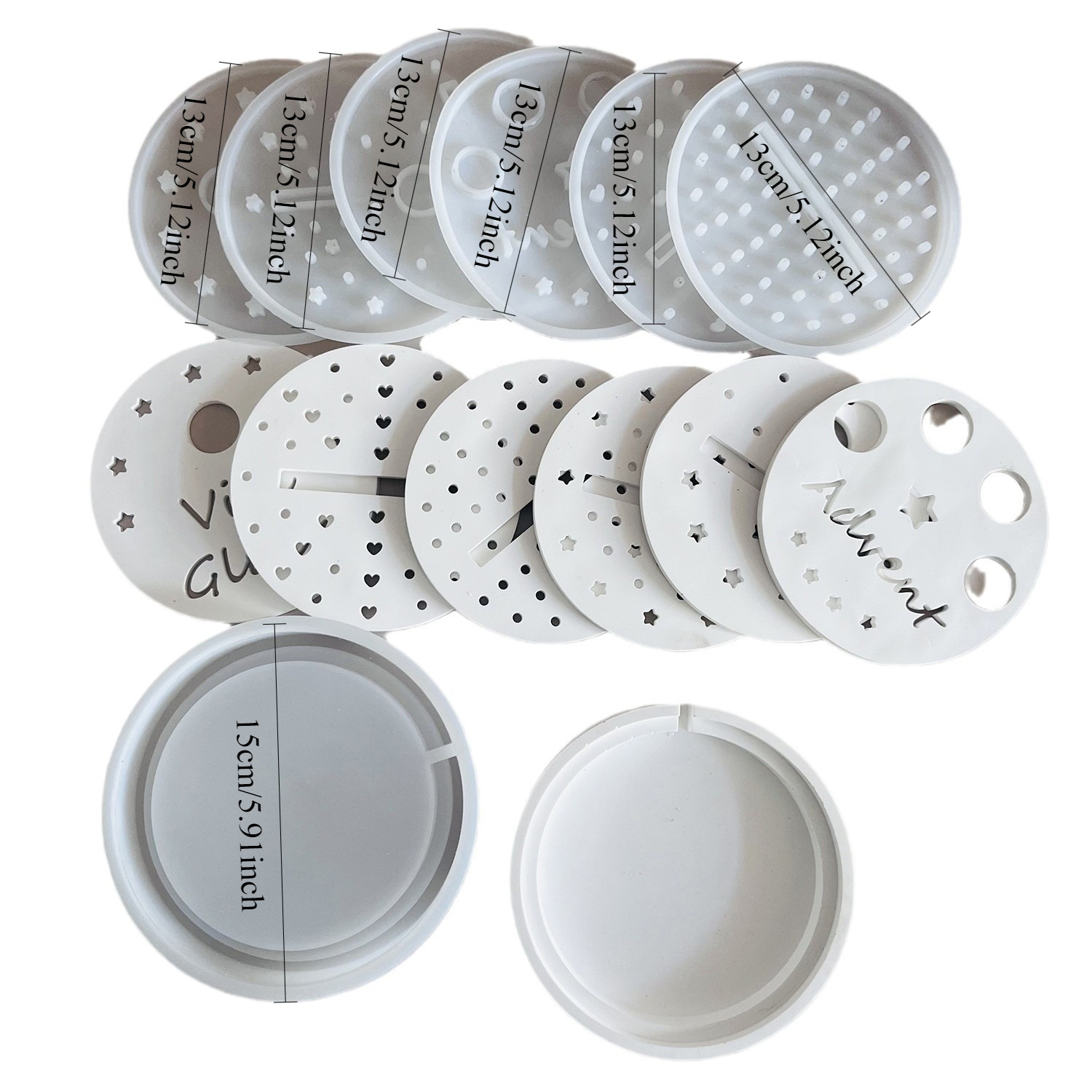 7pcs Round Decorative Silicone Molds Christmas Candle Base Molds Gypsum Resin Molds