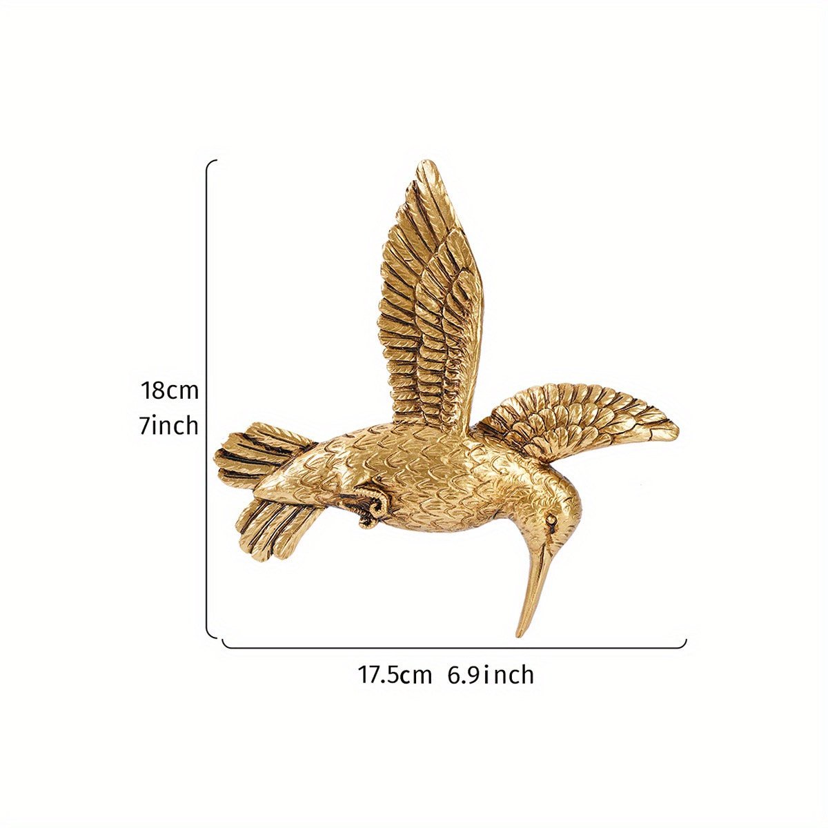 E-shop 1 Stück Harzmaterial Kolibri im Flug Wanddekoration, Minimalistischer Goldener Kolibri für Wohnzimmer, Esszimmer, Party, Hochzeit und andere