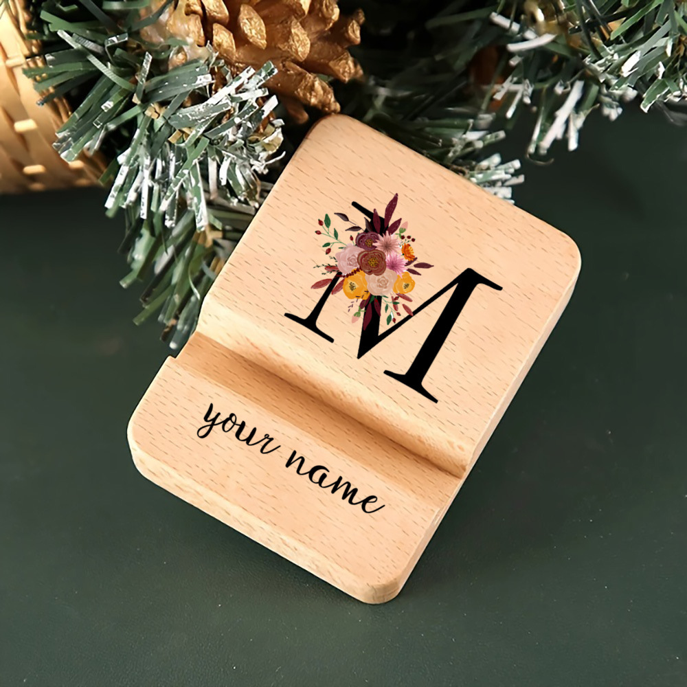 TEMU Supporto per telefono in legno personalizzato con alfabeto personalizzato, come regalo di compleanno, d' o laurea, come elegante supporto per