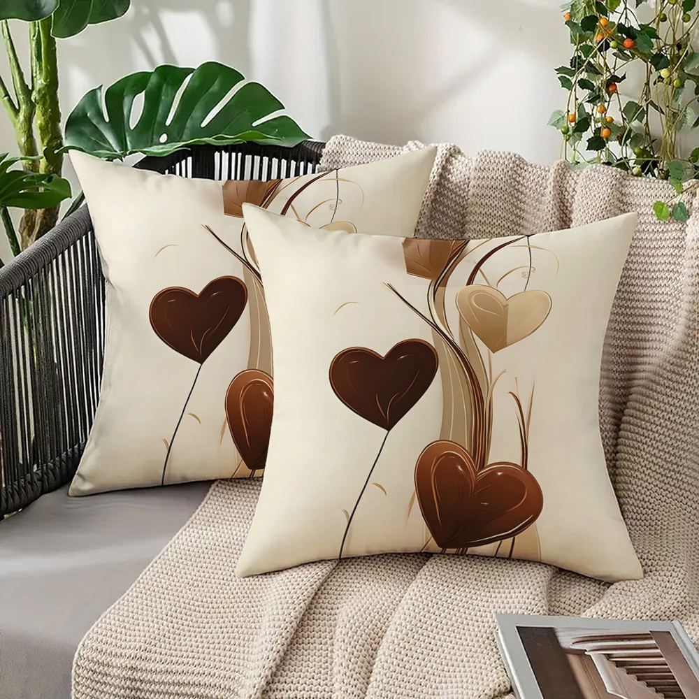 TEMU 2D Plat - Ensemble de 2 housses de coussin plates 2D de cœur, disponibles en plusieurs tailles, avec impression plate simple face garniture de