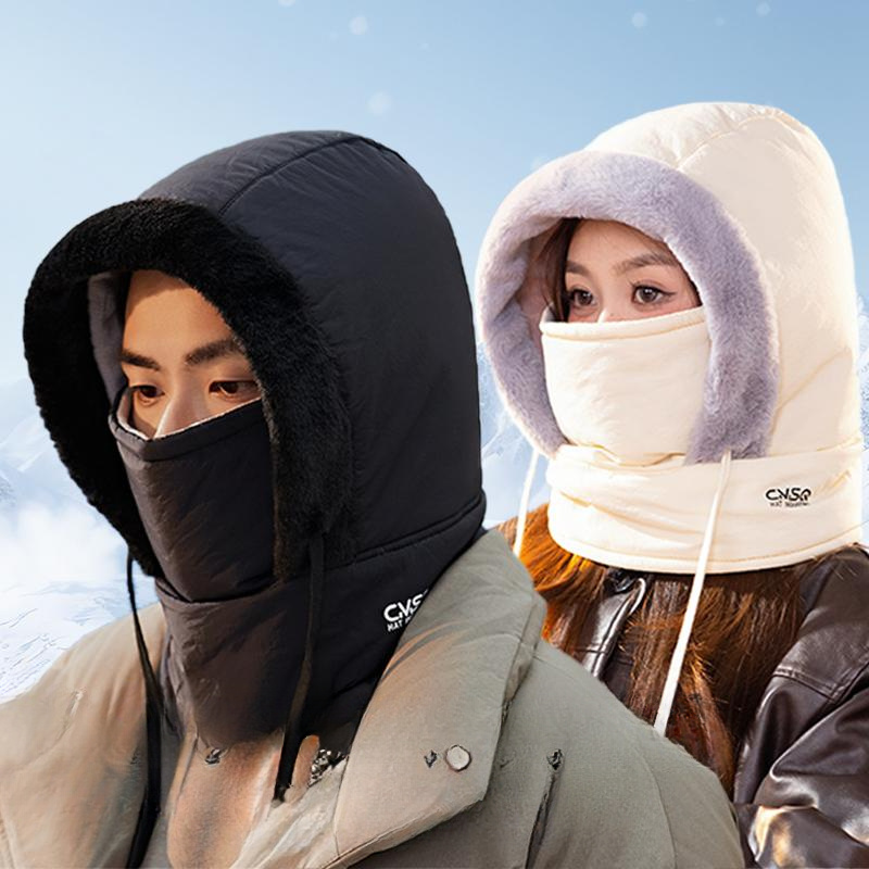 

Bonnet d'hiver en avec cagoule intégrée en thermique, masque facial complet unisexe en polyester, coupe-vent, chaud, pour le cyclisme, avec un design extensible tissé pour le cyclisme.