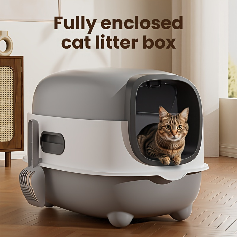 extra large luxury fully enclosed litter box, elevated   anti-leak large capacity durable cat toilet with cleaning shovel,   to litter spillage! elevated   toilet, increased capacity durable,   with cleaning shovel Product details 5