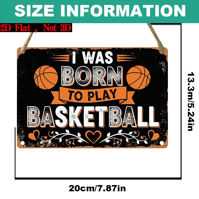 TEMU 2d Flat, 1pc ' Basketball' Poster - Retro Basketball Wall Art, Suitable For Bedroom Or Man Cave Decor, Wooden Material, Wall-mountable Sports