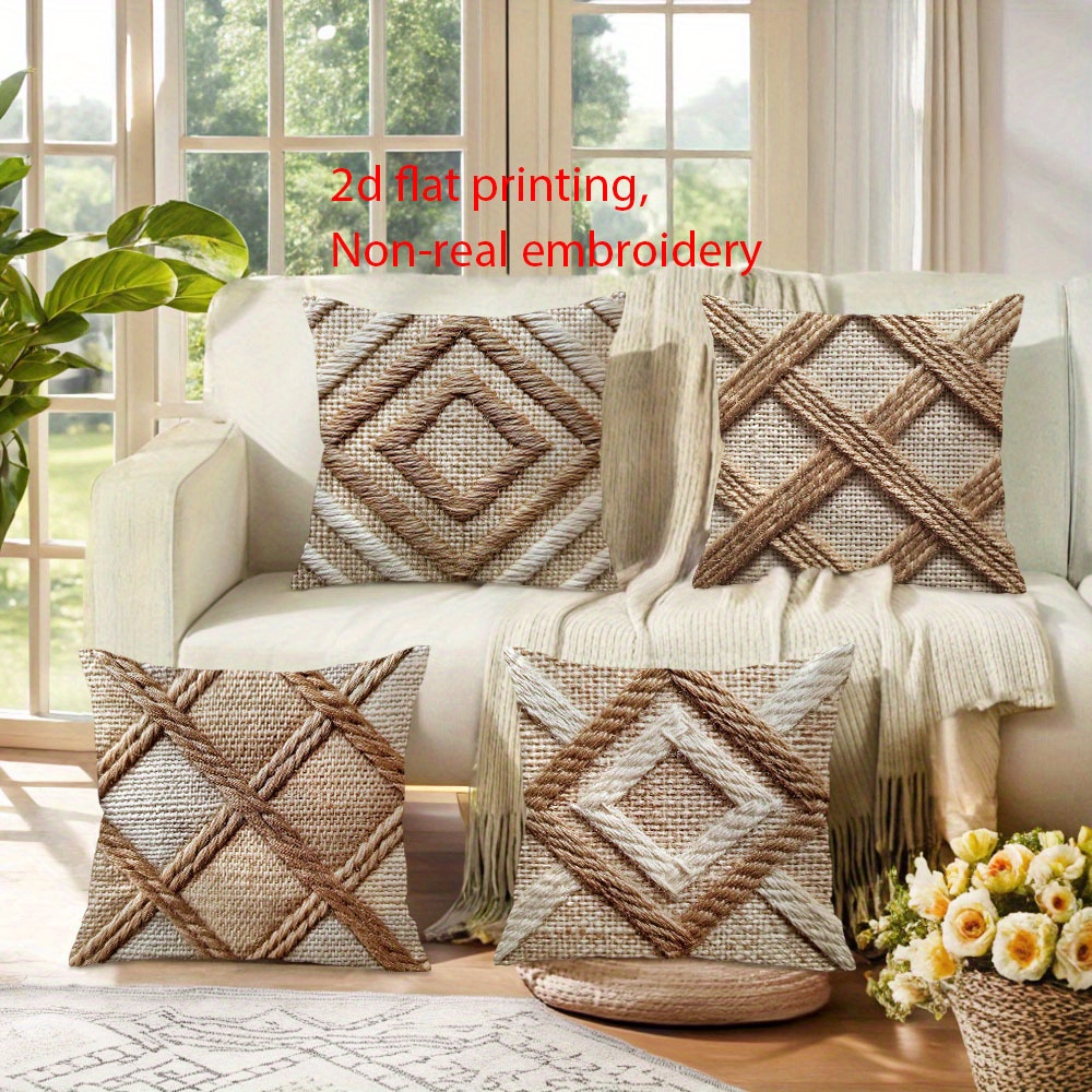 bohemian geometric throw pillow covers 2d flat printed Temu Pakistan