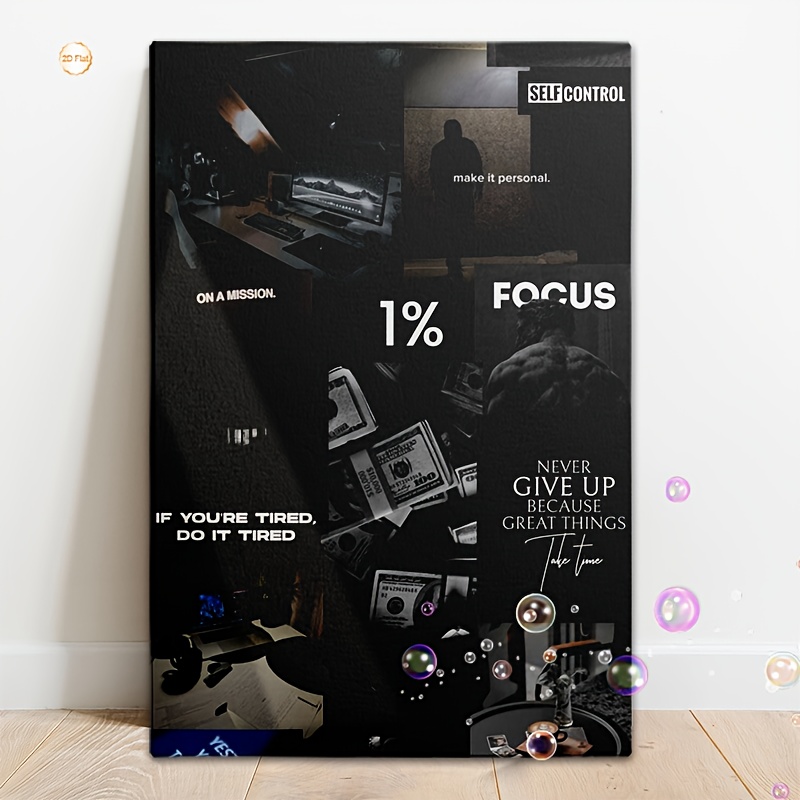 TEMU 2d Flat, 2d Flat Paintings, 2d Flat Paintings With Frames, 2d Flat Canvas Artworks Featuring Motivational Quotes, Are Suitable For Decorating