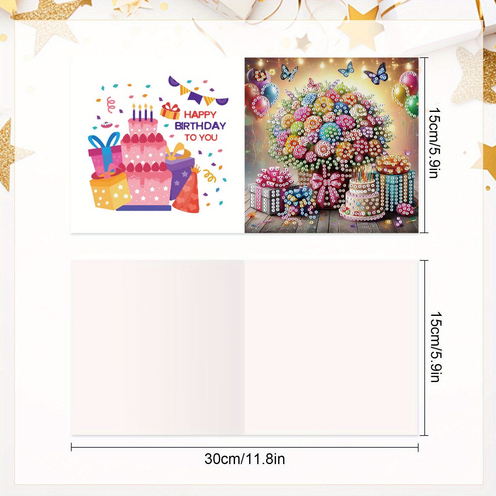 TEMU 12pcs Diamond Painting Greeting Cards Kits, Diy Colorful Birthday Flowers Handmade Festival Greeting Cards With Envelopes Crafts Birthday Cards