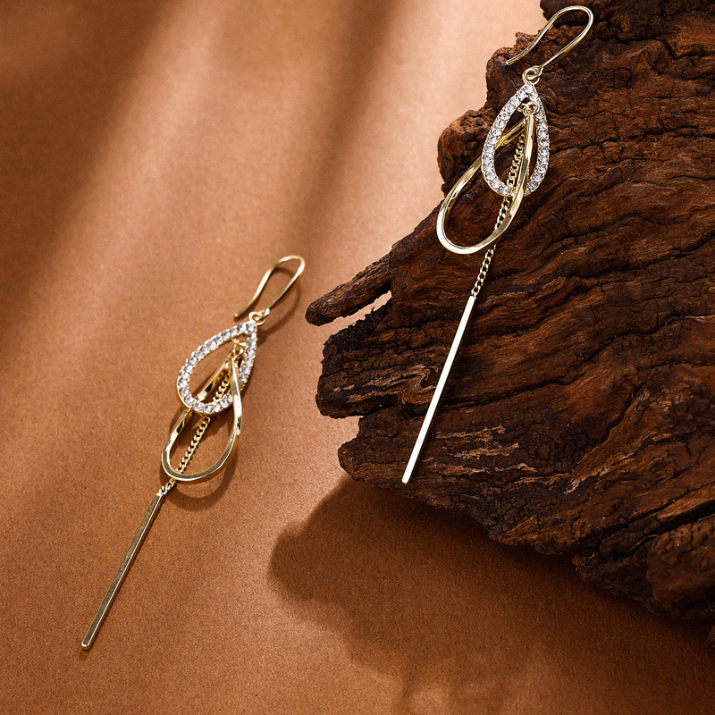 French Style Plated Cubic Zirconia Teardrop Dangle Earrings
