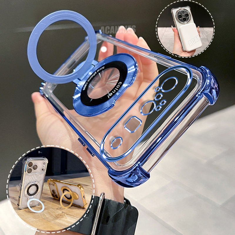 TEMU Phone Case: Acanries 1 Luxury Thin Ring Folding Stand Holder Bracket + 1 Plating Clear Shockproof Protective Phone Case For Google Pixel 10 Pro