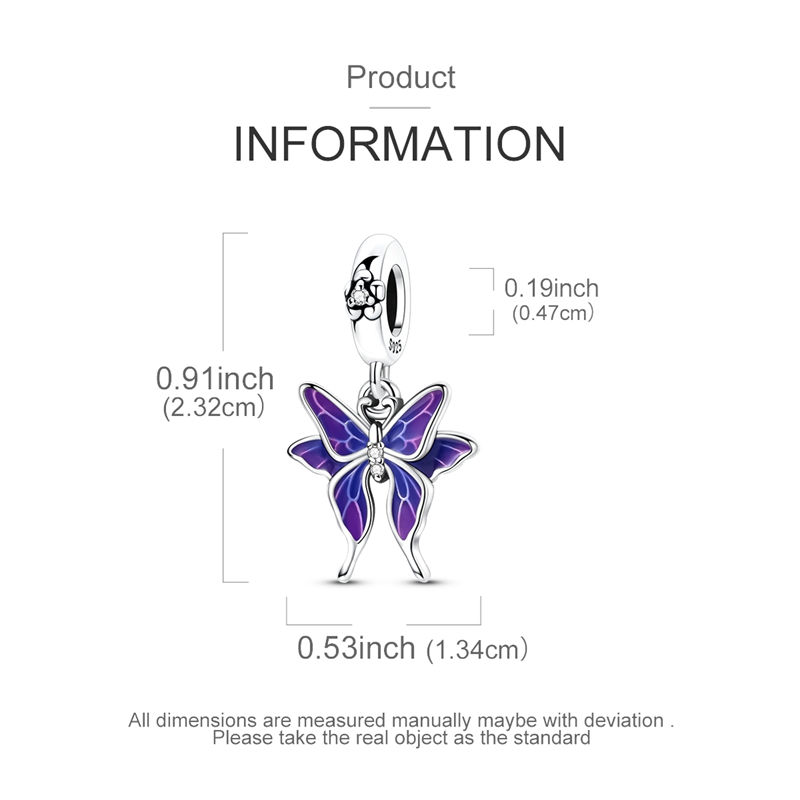 925 Sterling Silvery Color-Changing Butterfly Pendant Bead
