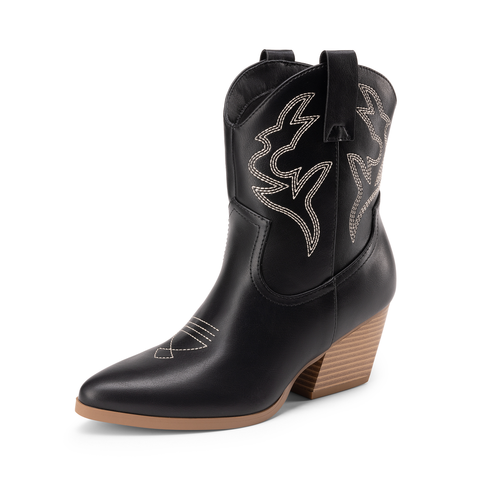 Image of Dream Pairs Women's Stitched Western Boots - Short Block Heel Ankle Boots For Casual And Western Fashion, Women Shoes