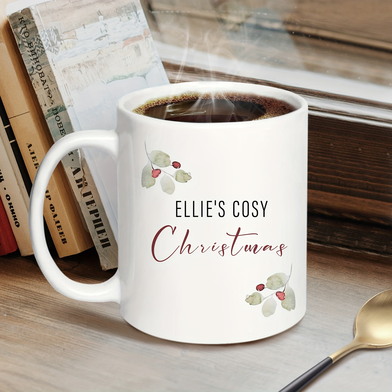 1pc   cozy christmas ceramic mug 11oz customized festive   design bpa free insulated coffee cup hand wash only reusable recyclable for home office party centerpieces housewarming gift multi holiday use halloween hanukkah christmas easter thanksgiving christmas mug holiday drinkware cursive font style bpafree material details 5